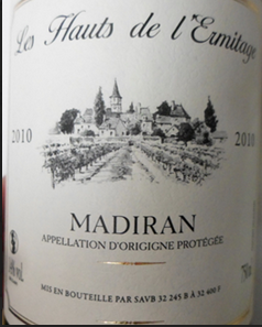 Stoc vin ''Aoc Madiran Rouge 2010 Les Hauts de L'ermitage''